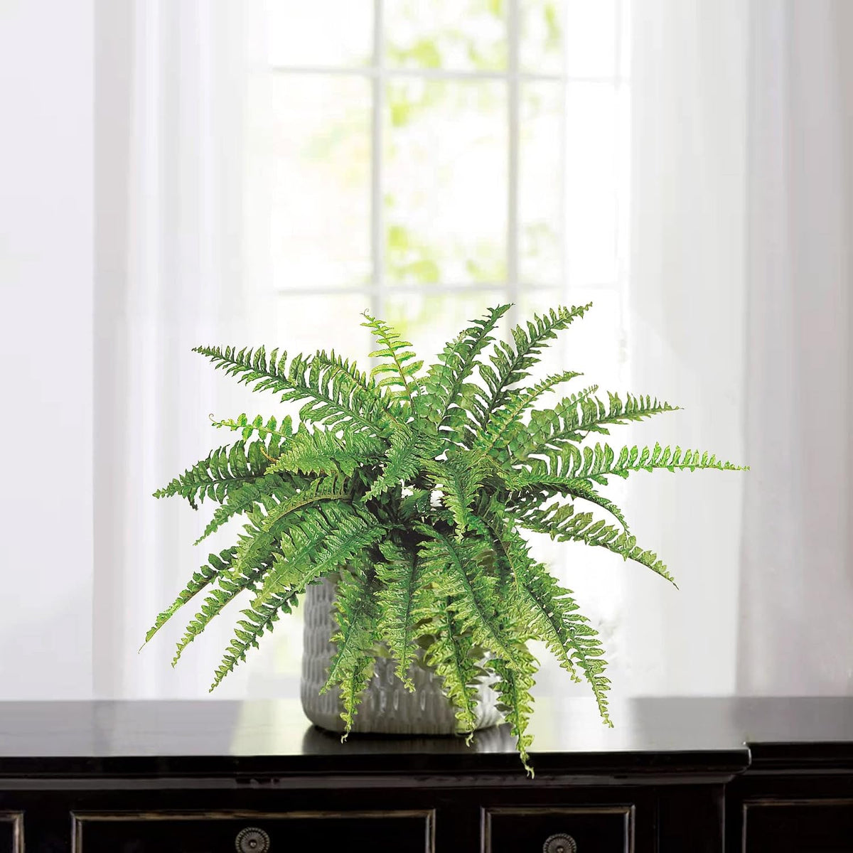 Larksilk Boston fern artificial plant front view greenery