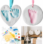 Bubzi Co Keepsake Ornament Baby Hand and Footprint Kit front view showing packaging box and contents