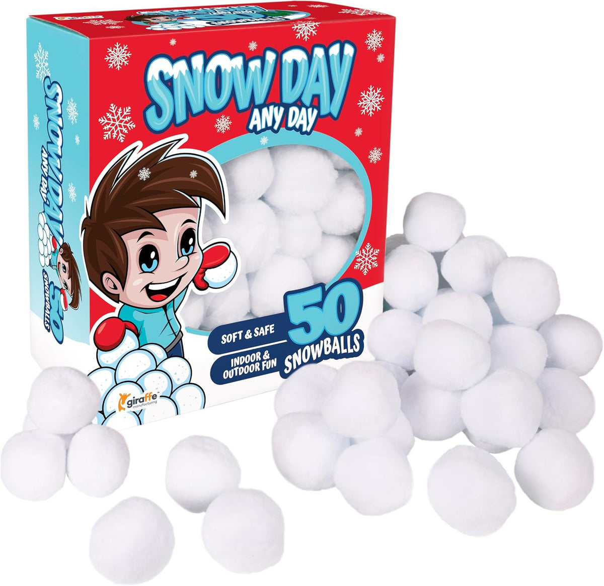 Giraffe Manufacturing fake snowballs front view package