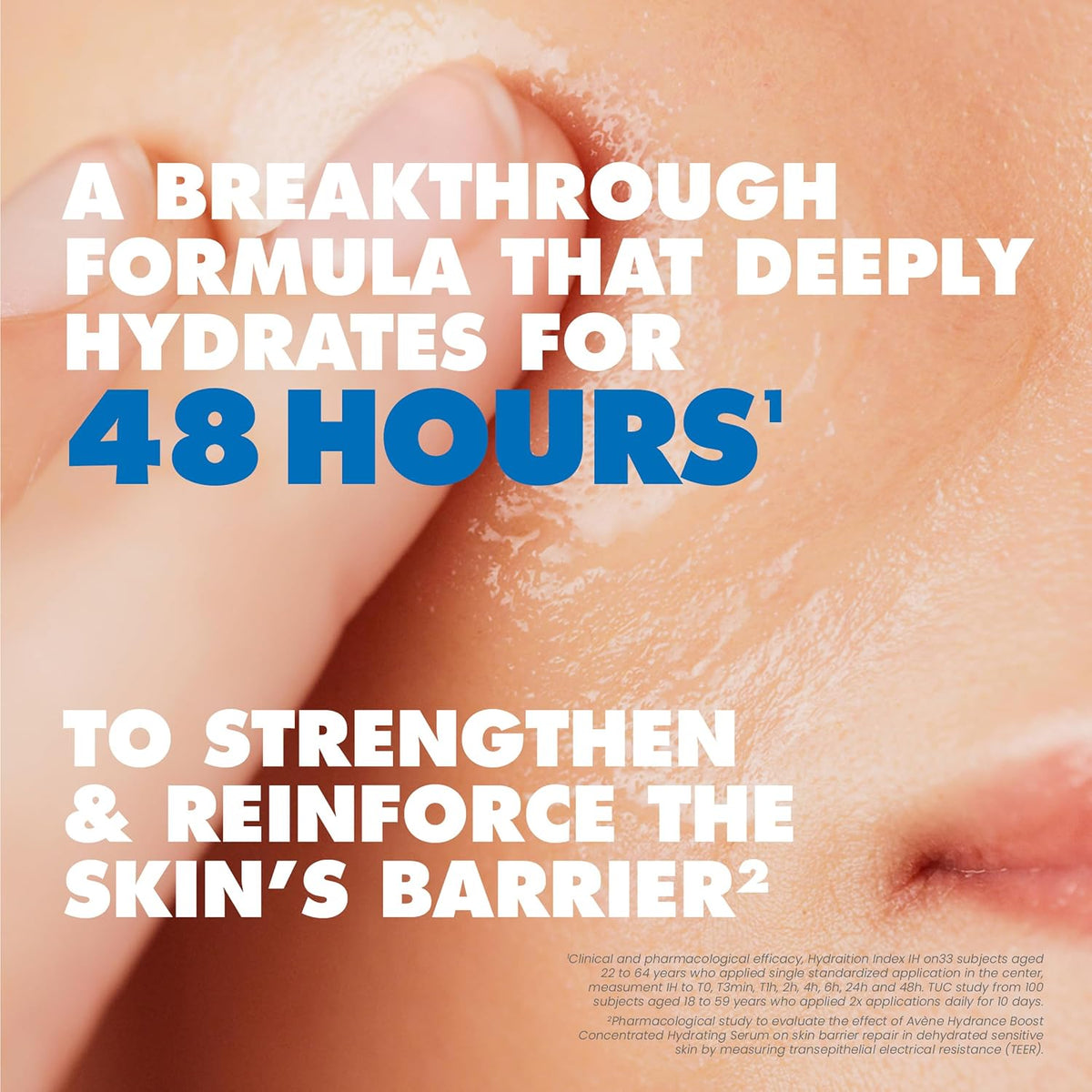 Close up of Avene Hydrance Boost label highlighting hyaluronic acid