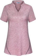Vldnery Womens Golf Shirt Moisture Wicking V Neck Athletic Loose Yoga Workout Polo Shirt - Image 13