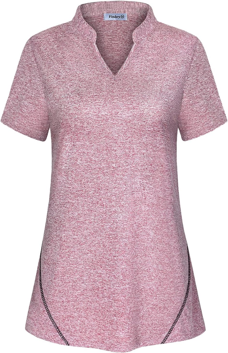 Vldnery Womens Golf Shirt Moisture Wicking V Neck Athletic Loose Yoga Workout Polo Shirt - Image 13