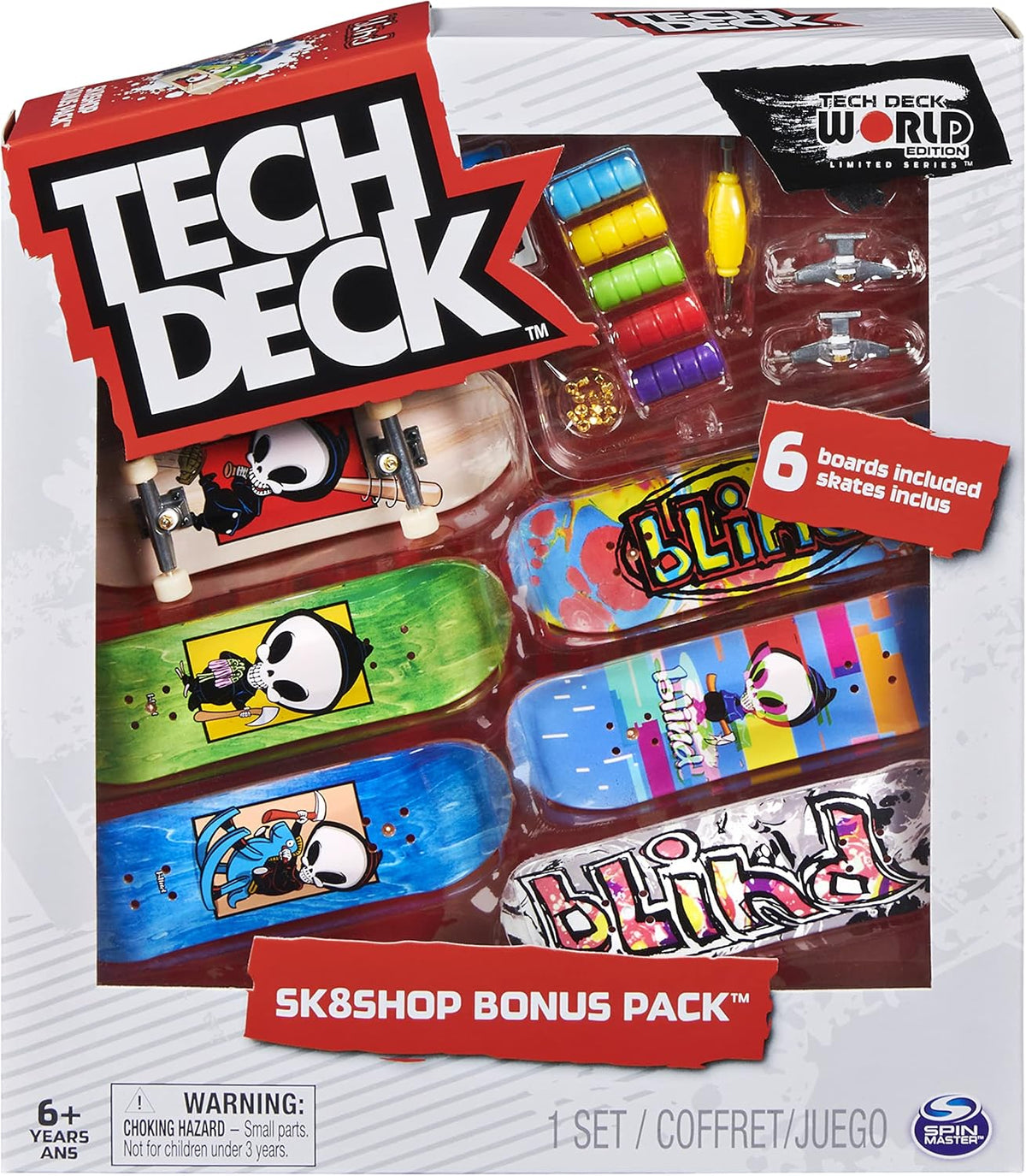 Tech Deck bonus pack skateboard trucks and wheels close up