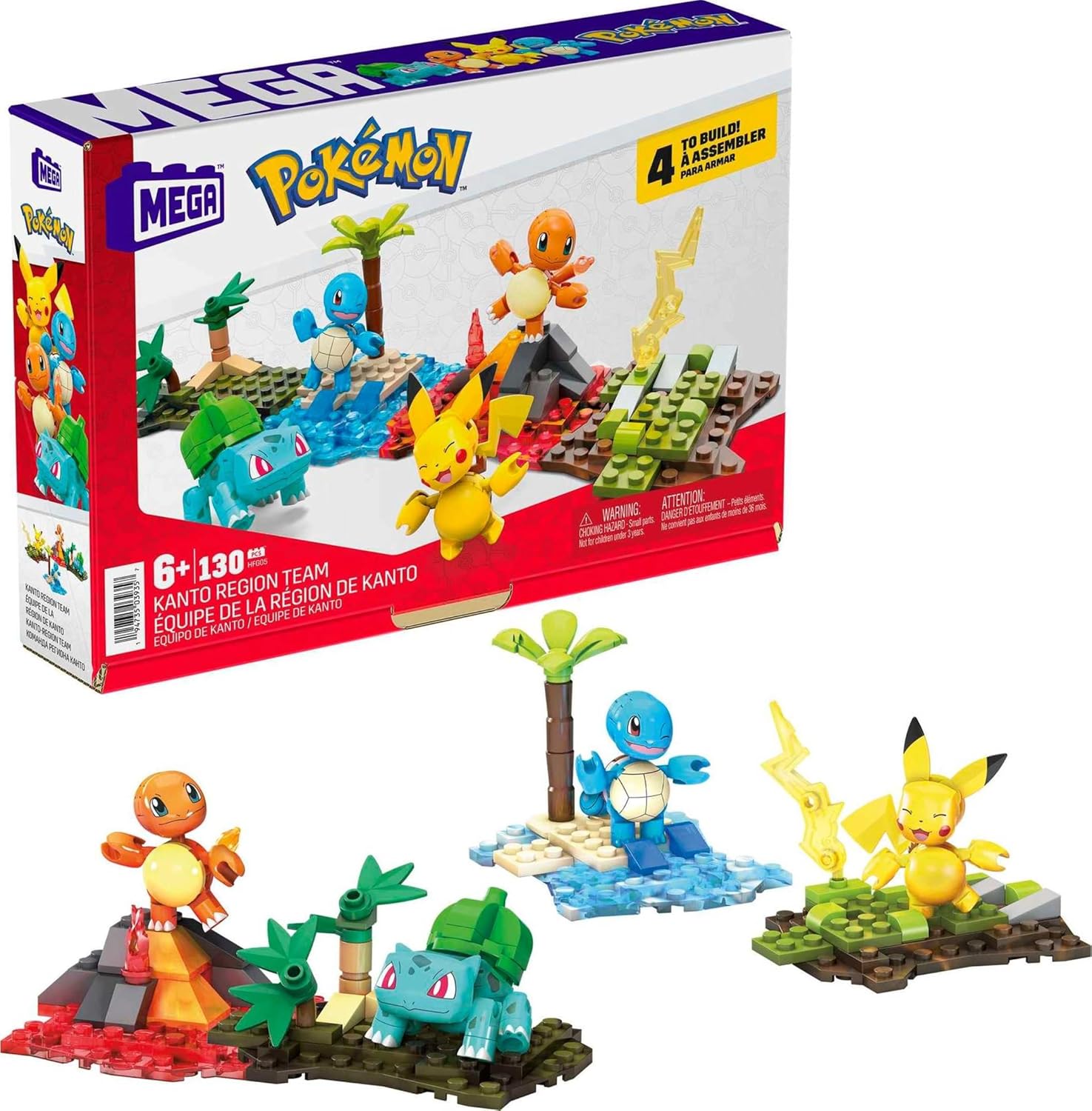Mega Pokemon Kanto Region Team set with 4 figures.