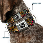 Buckle-Down medium dog collar showing tattoo-style skull artwork