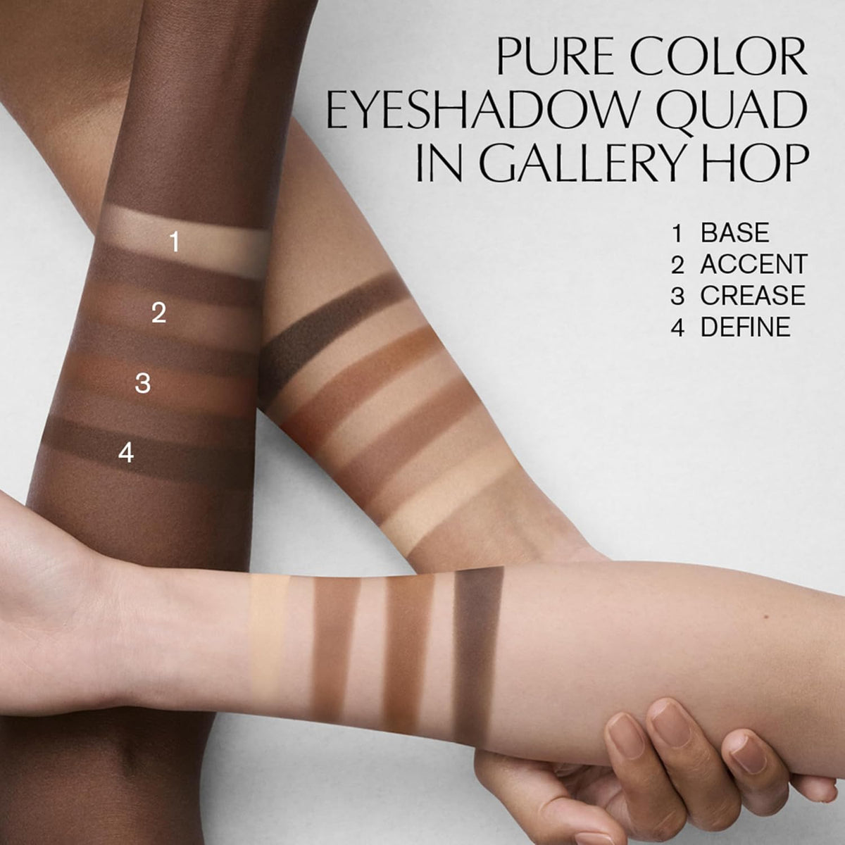 Close up look of the four color-rich powder shades inside the Estée Lauder Essential eye palette