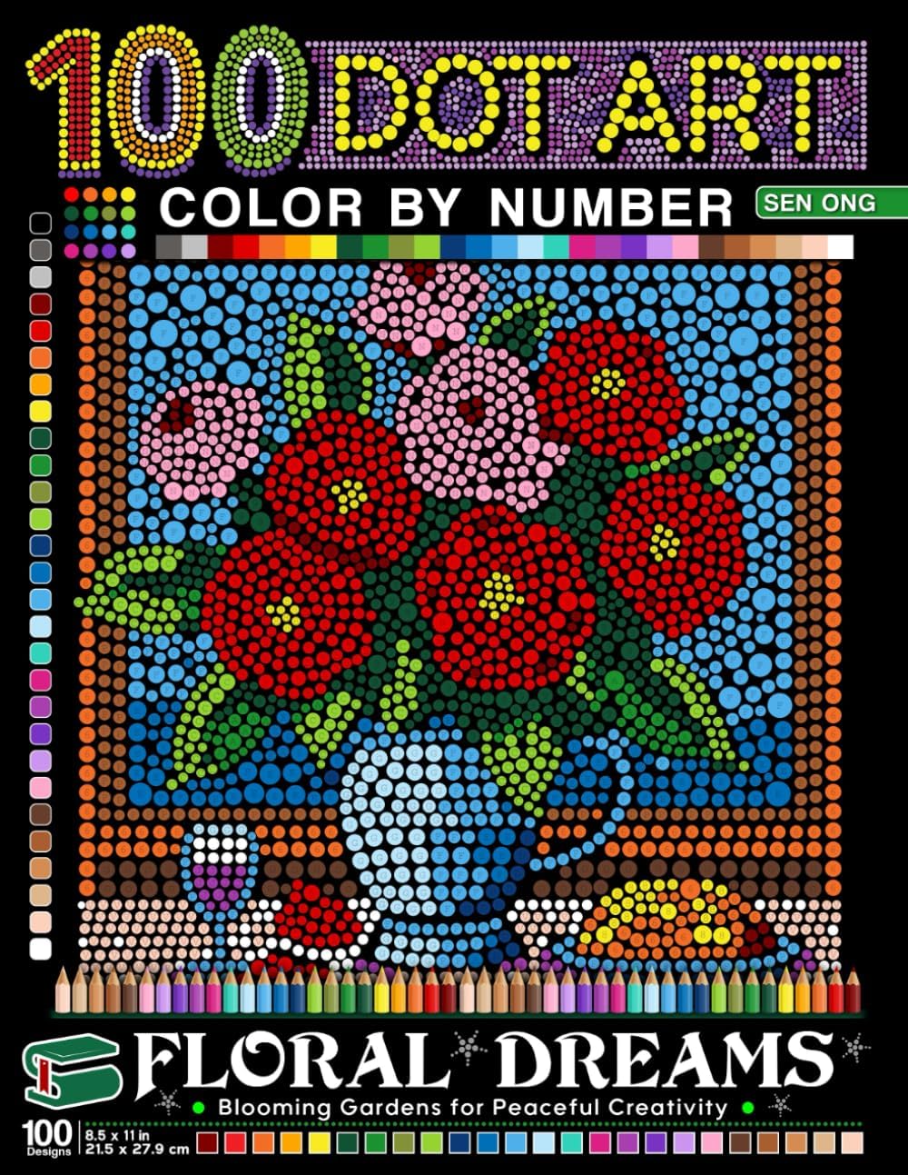 Floral Dreams Dot Art Color by Number: Blooming Gardens for Peaceful Creativity - Image 1