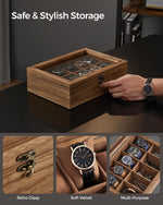 SONGMICS watch organizer interior velvet lining detail
