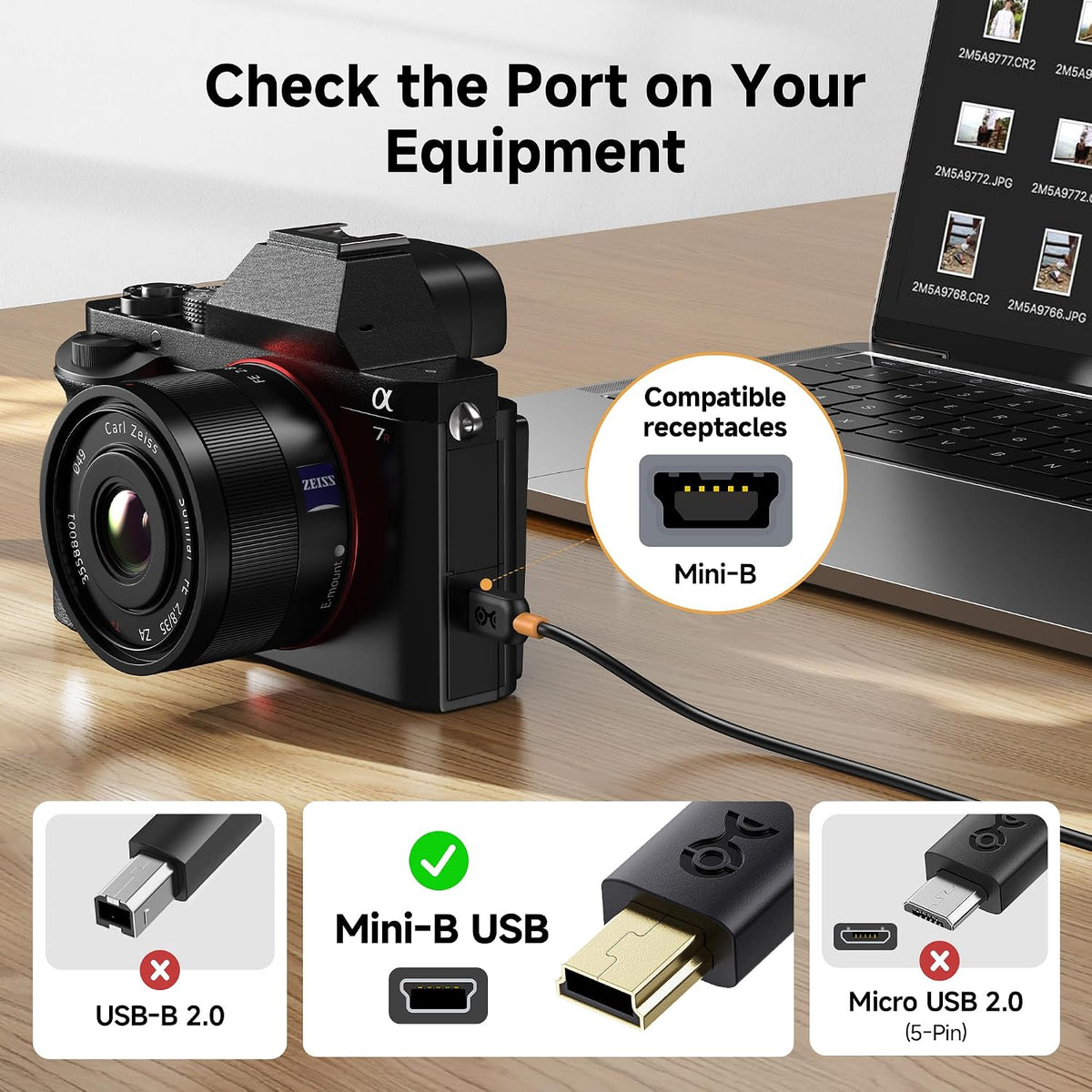 Cable Matters USB-C to Mini-B cable connectors closeup