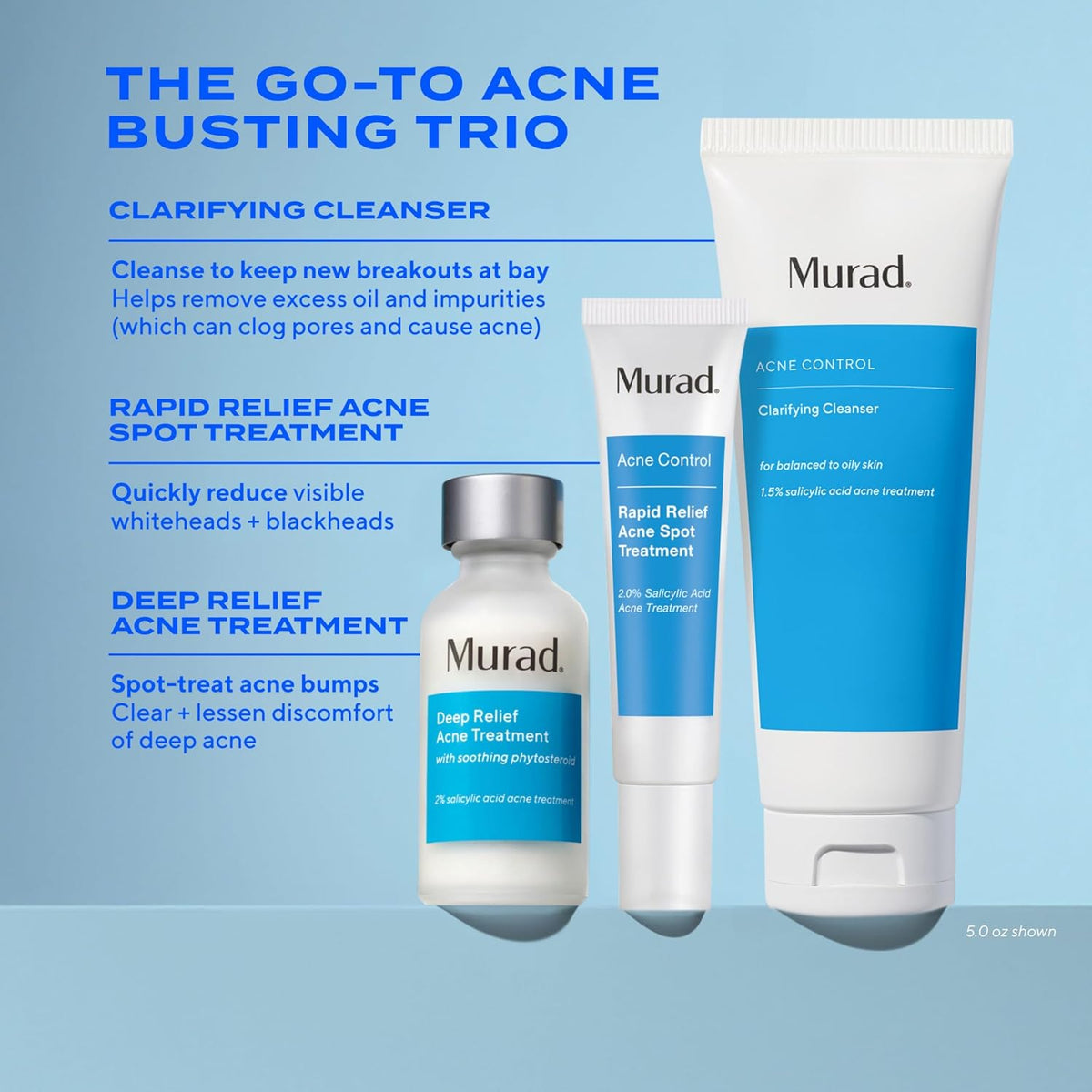 Murad deep pore clearing gel cleanser back panel with usage directions
