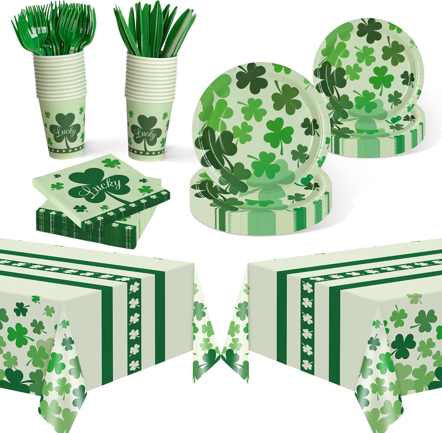 Childom St. Patrick's Day 147 Piece Party Tableware Set front view