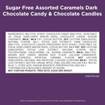 Three flavors of Russell Stover sugar free assortment including dark chocolate caramel medallions