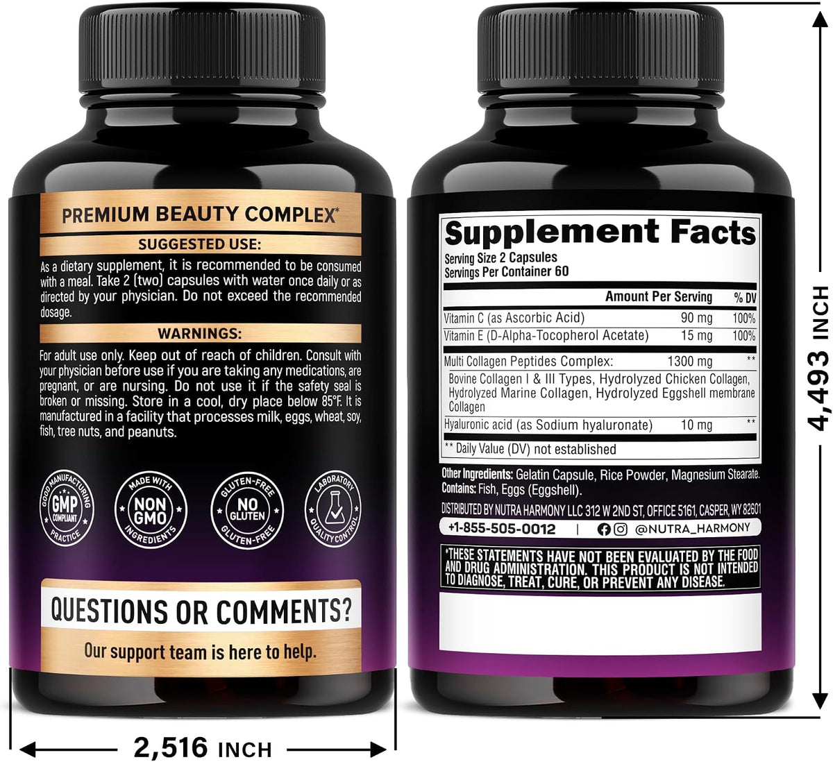 NutraHarmony joint support capsules bottle label ingredients overview