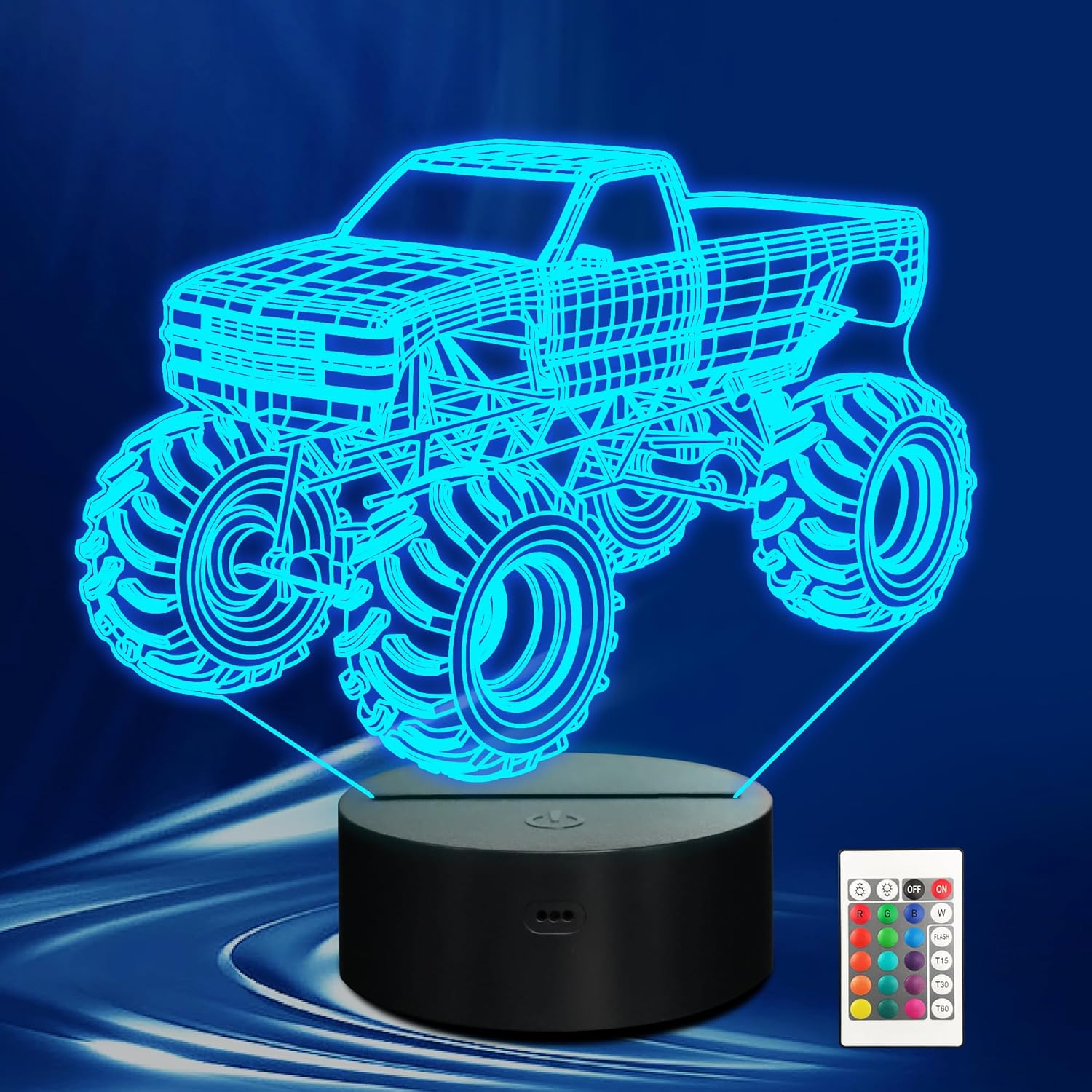 CoolGift Mart Monster Trucks 3D LED Night Light front view