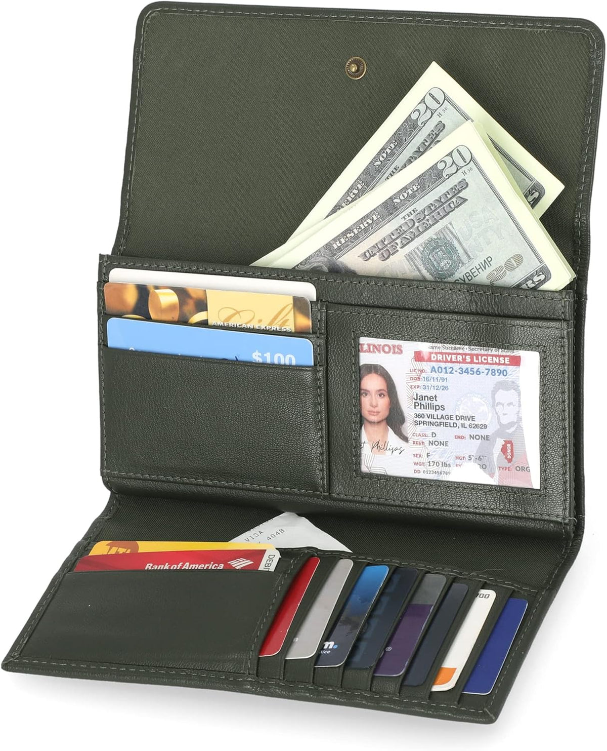Timberland wallet clutch open showing card slots