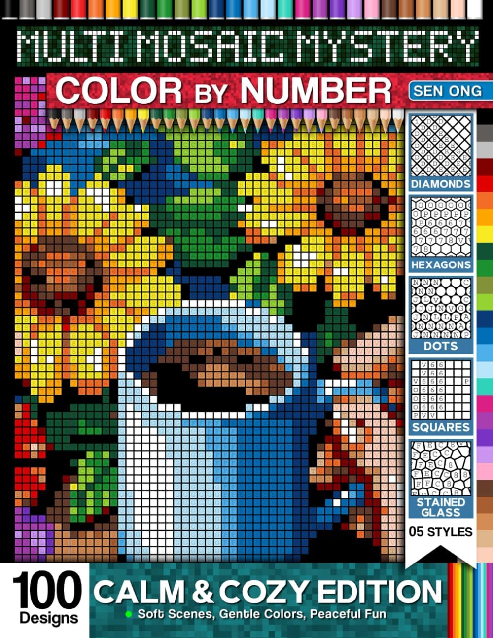 Calm & Cozy Edition Multi Mystery Mosaic Color By Number: Soft Scenes, Gentle Colors, Peaceful Fun - Image 1