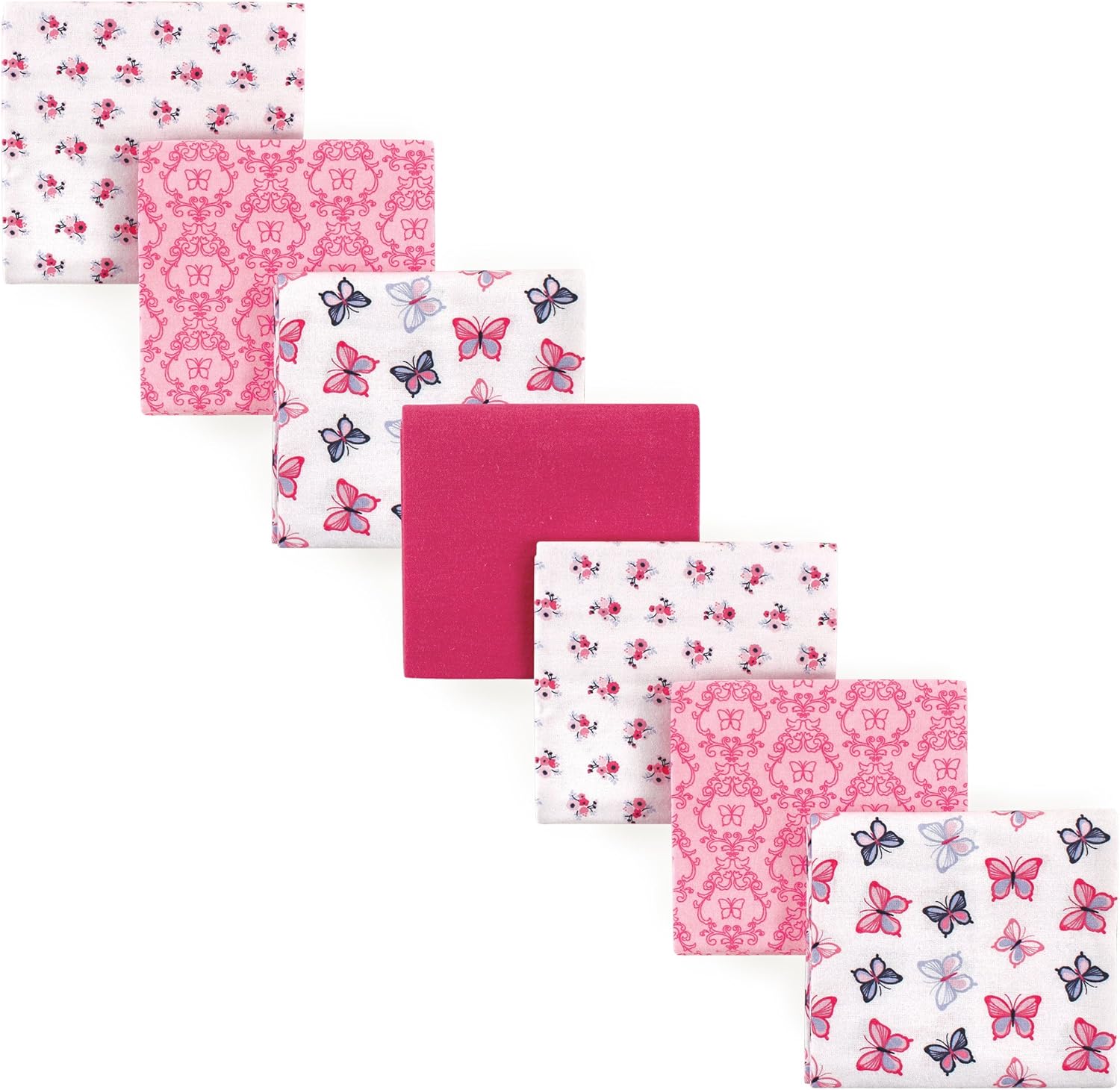 Hudson Baby cotton flannel receiving blankets featuring butterfly print front view