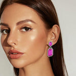 Frodete rectangle dangle earrings close-up sparkle detail