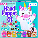 Ezcra unicorn hand puppet making kit front view of packaging