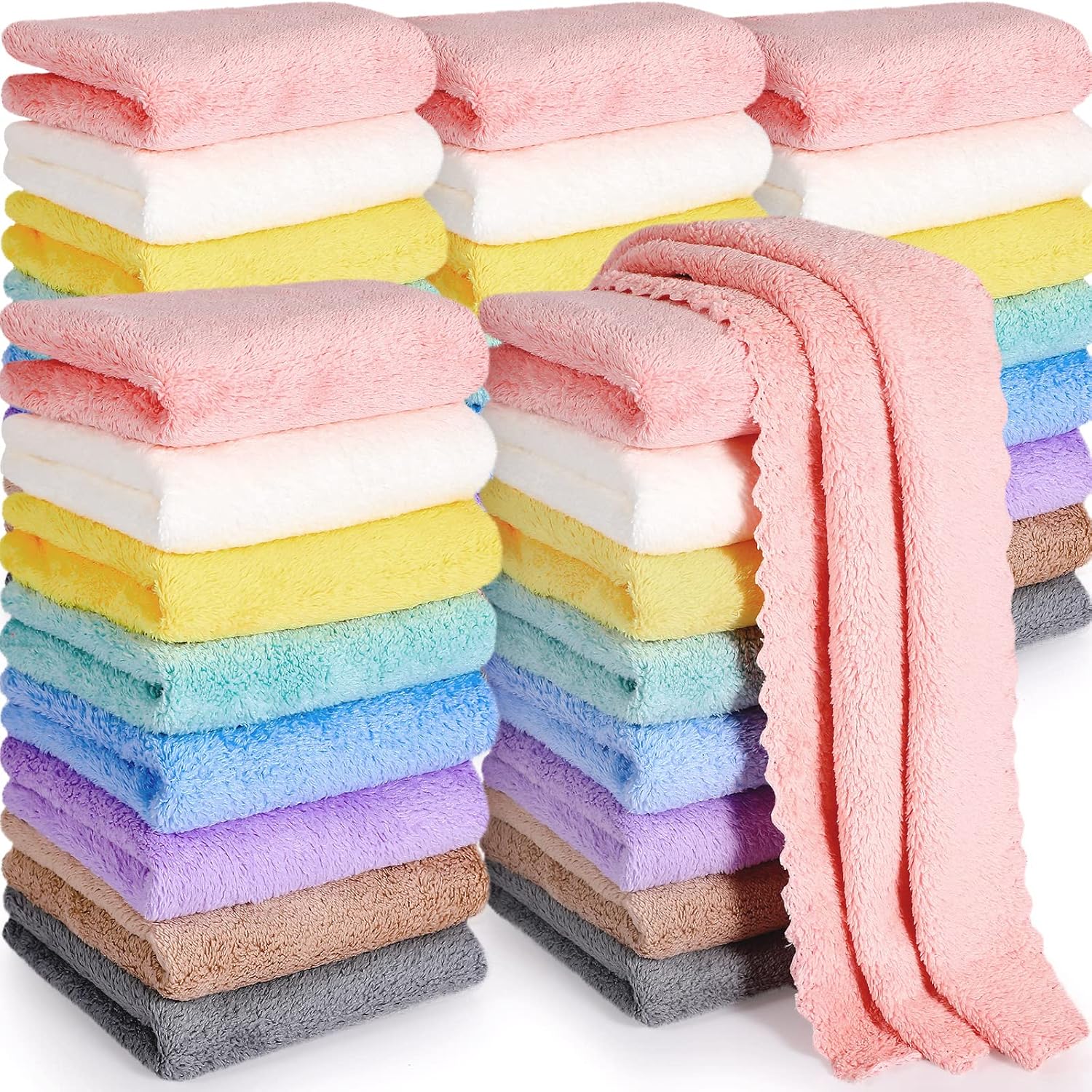 Mixweer baby burp cloths front view of bulk multi-color pack