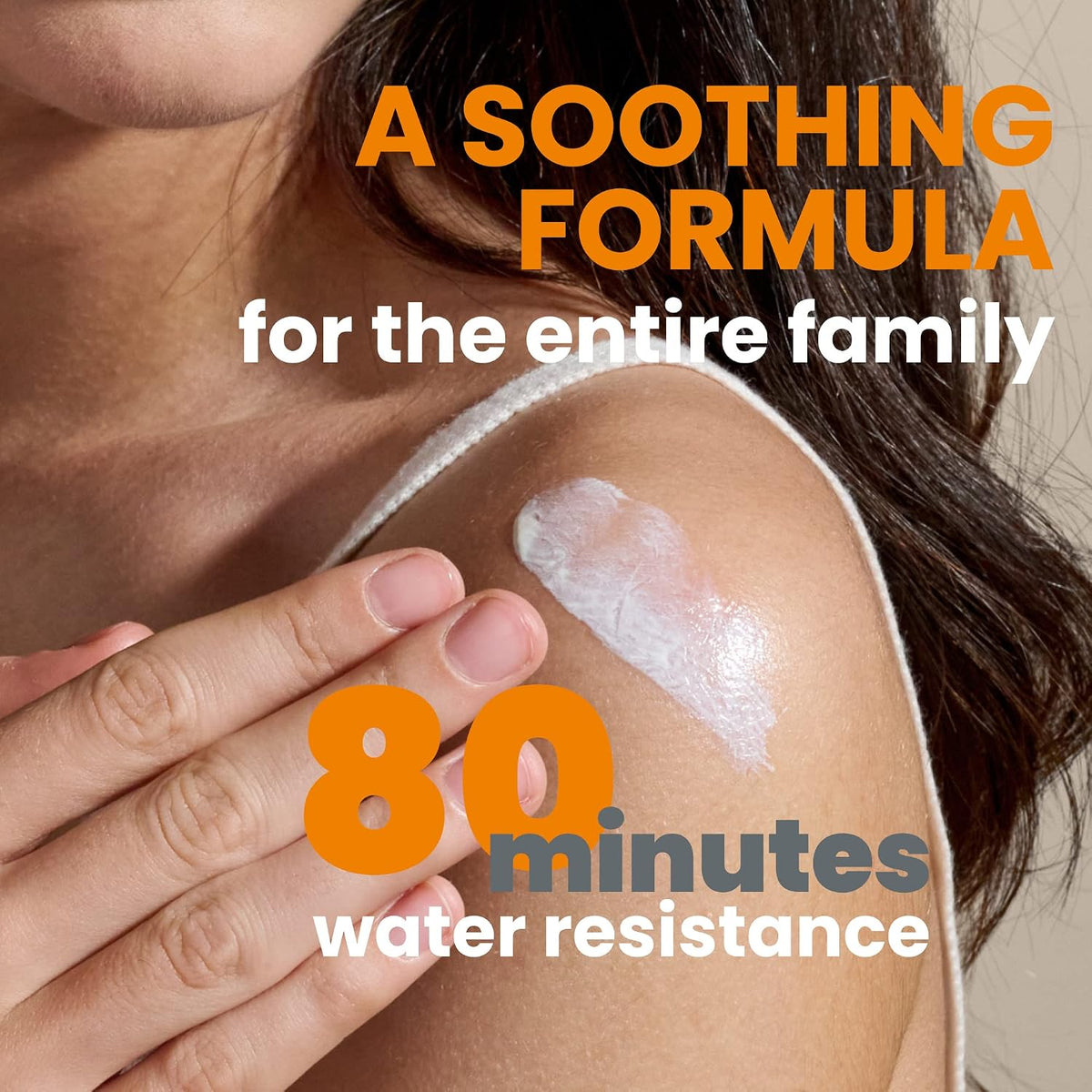 Application of Avène mineral sunscreen on skin.
