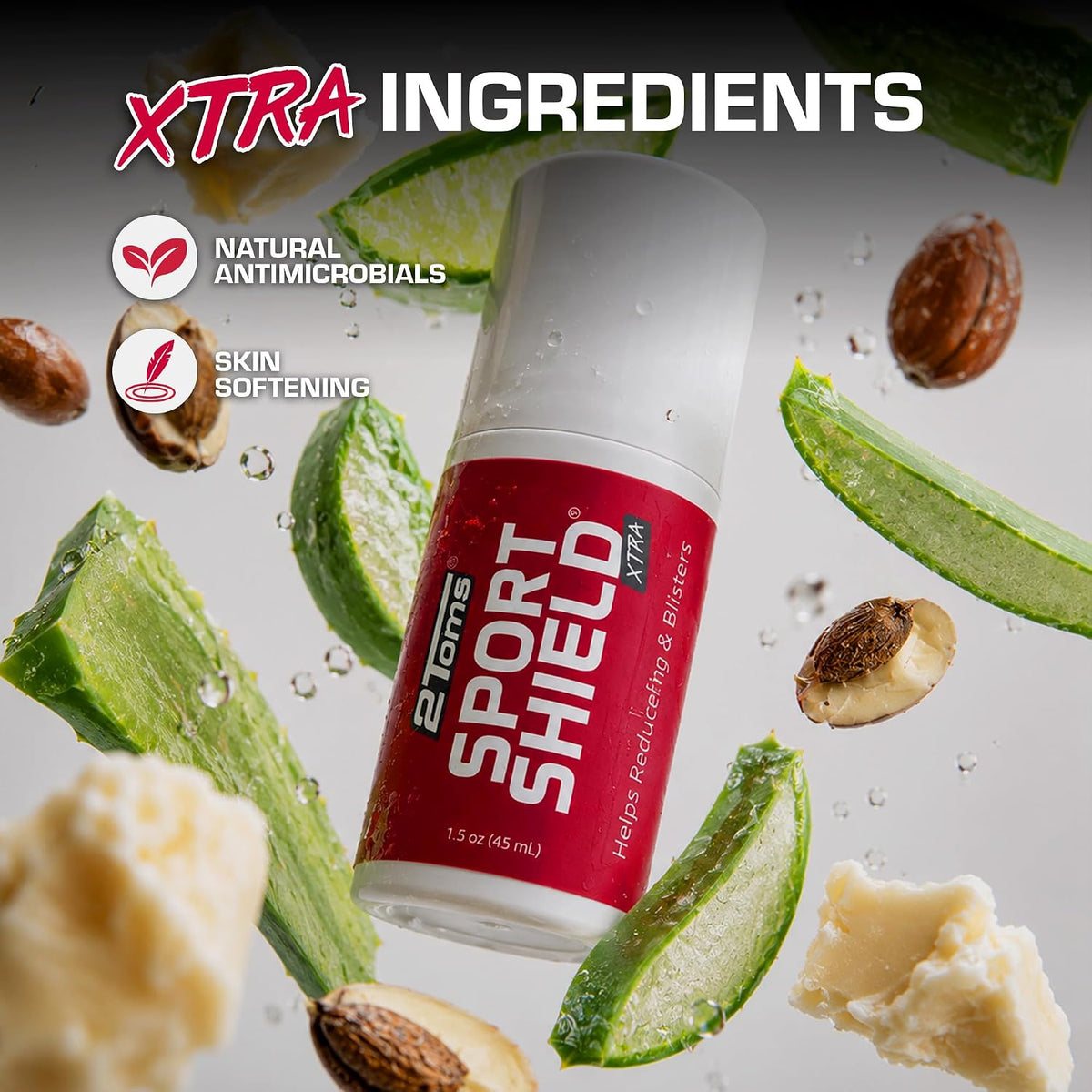 2Toms SportShield Xtra liquid formula roll-on packaging details