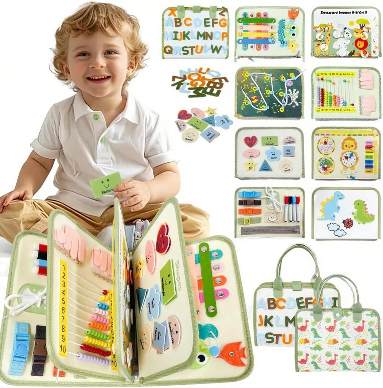 Sumtoco Montessori Busy Board front view for toddlers