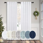 Pitalk white linen curtains front view in living room