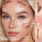 Swatches of the weightless Pillow Talk liquid cream formula on skin.