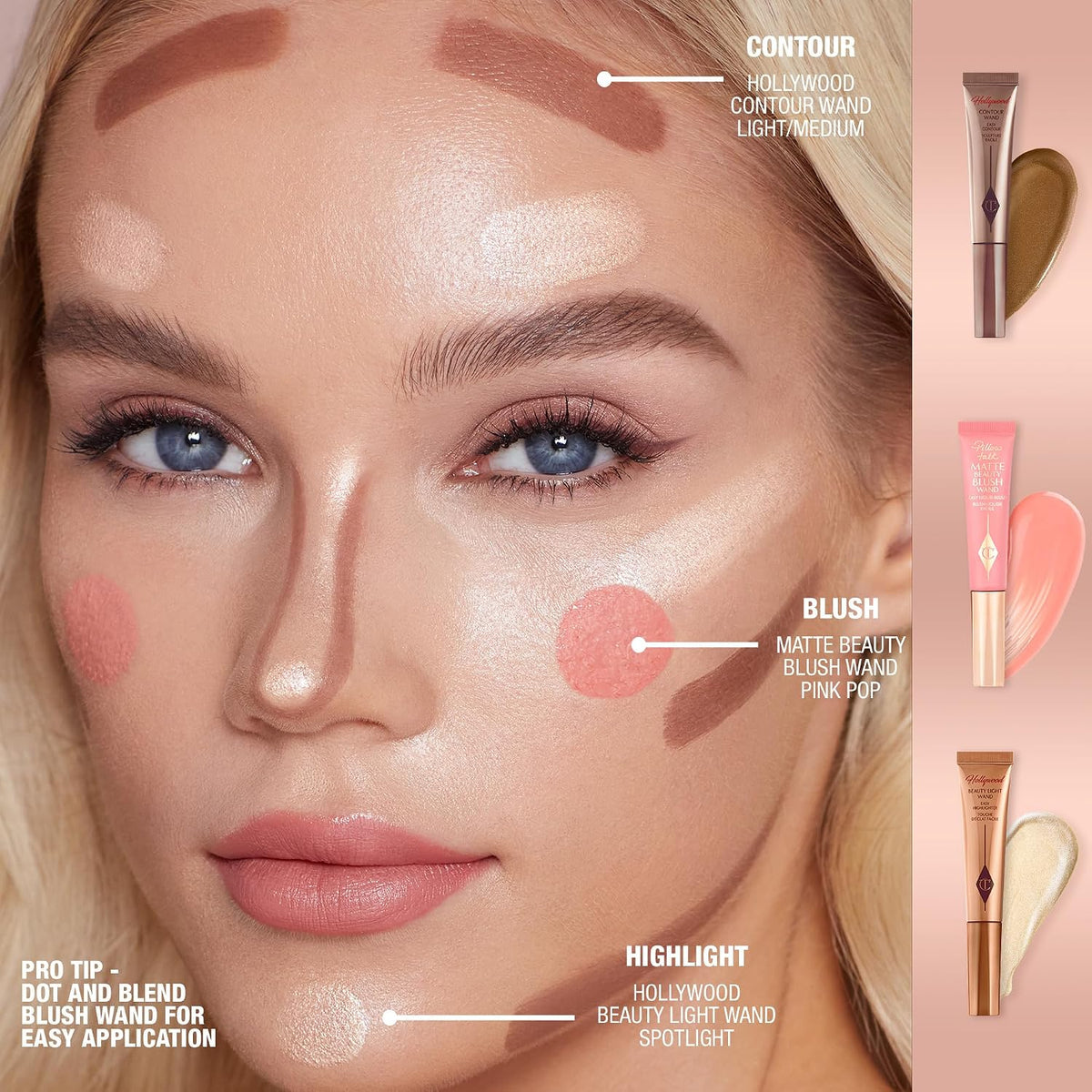 Swatches of the weightless Pillow Talk liquid cream formula on skin.