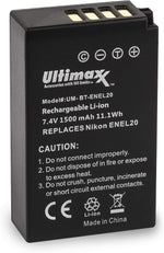 Ultimaxx AC/DC Rapid Home & Travel Charger with 2X EN-EL20 Extended Life Battery (1500mAh / 7.4V / 11.1Wh) for Nikon Coolpix P1000, DL24-500, Coolpix A, 1 AW1, 1 J1, 1 J2, 1 J3, 1 S1, 1 V3 - Image 2