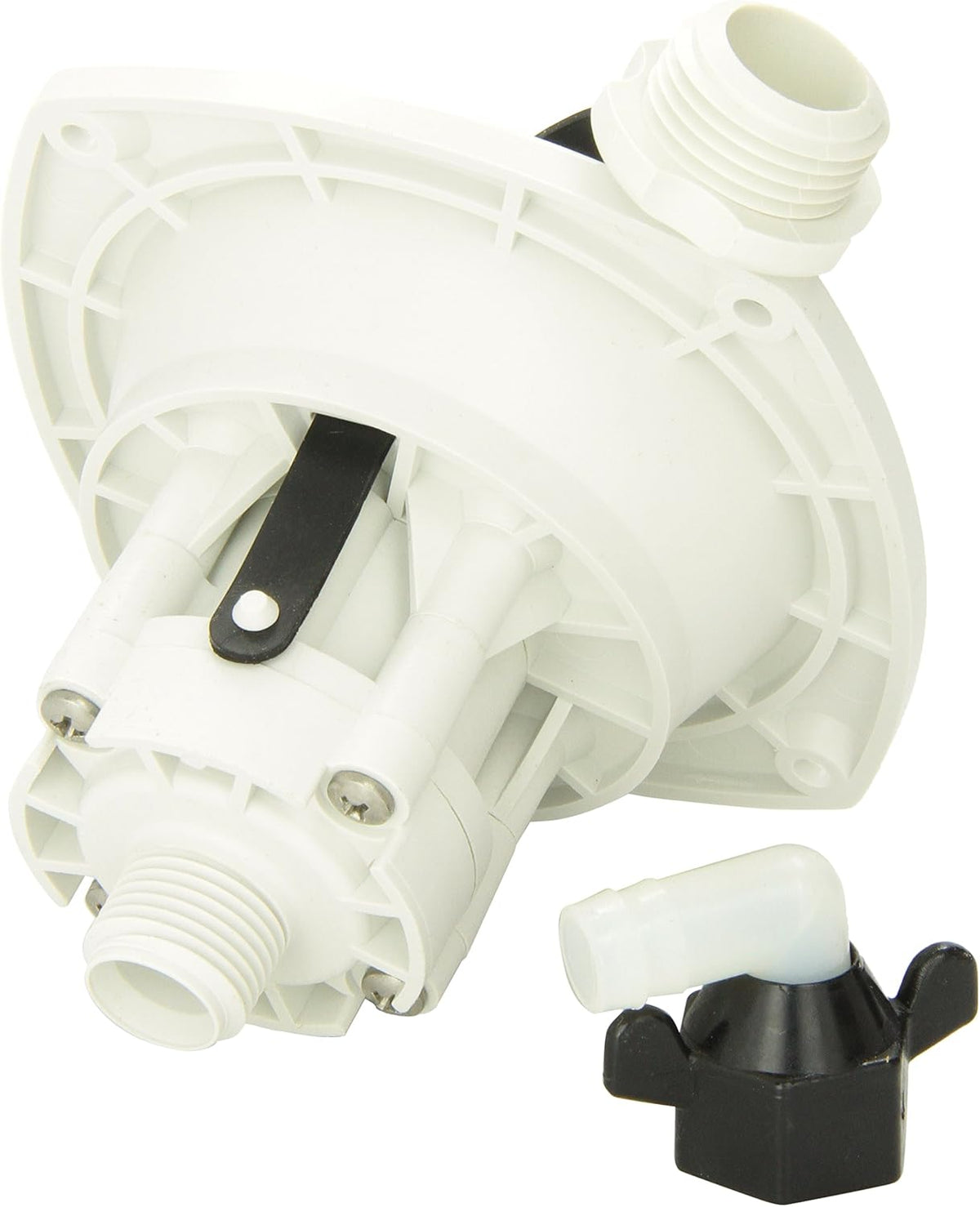 Shurflo wall mount water inlet gel white finish side profile