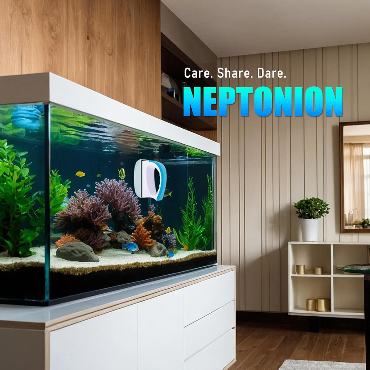 Strong magnetizing aquarium brush showing the durable micro hook fabric texture.