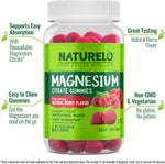Naturelo Magnesium Citrate Gummies vegetarian and non-gmo certification details