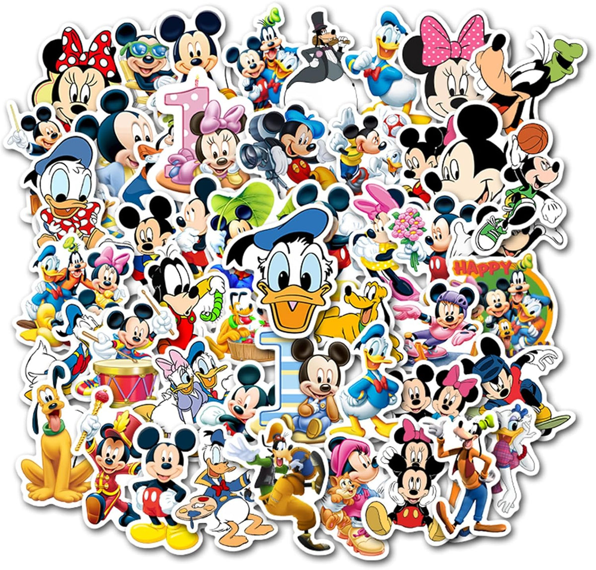 Ayodpe Mickey Mouse sticker pack front view showing various cartoon designs.