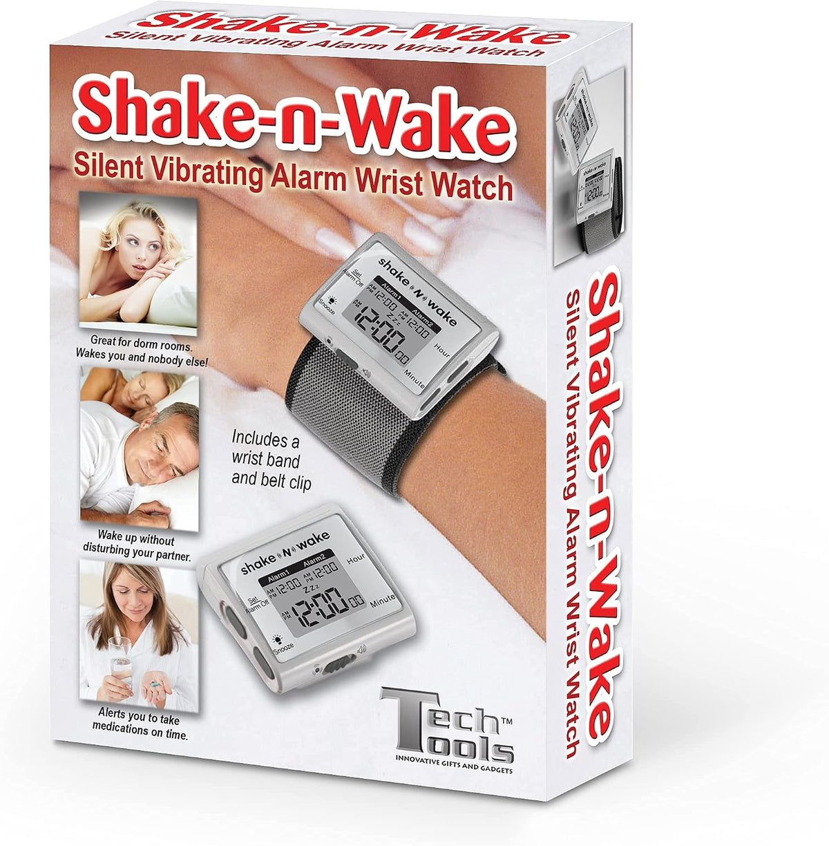 Tech Tools vibrating travel alarm clock isolated on a clean background