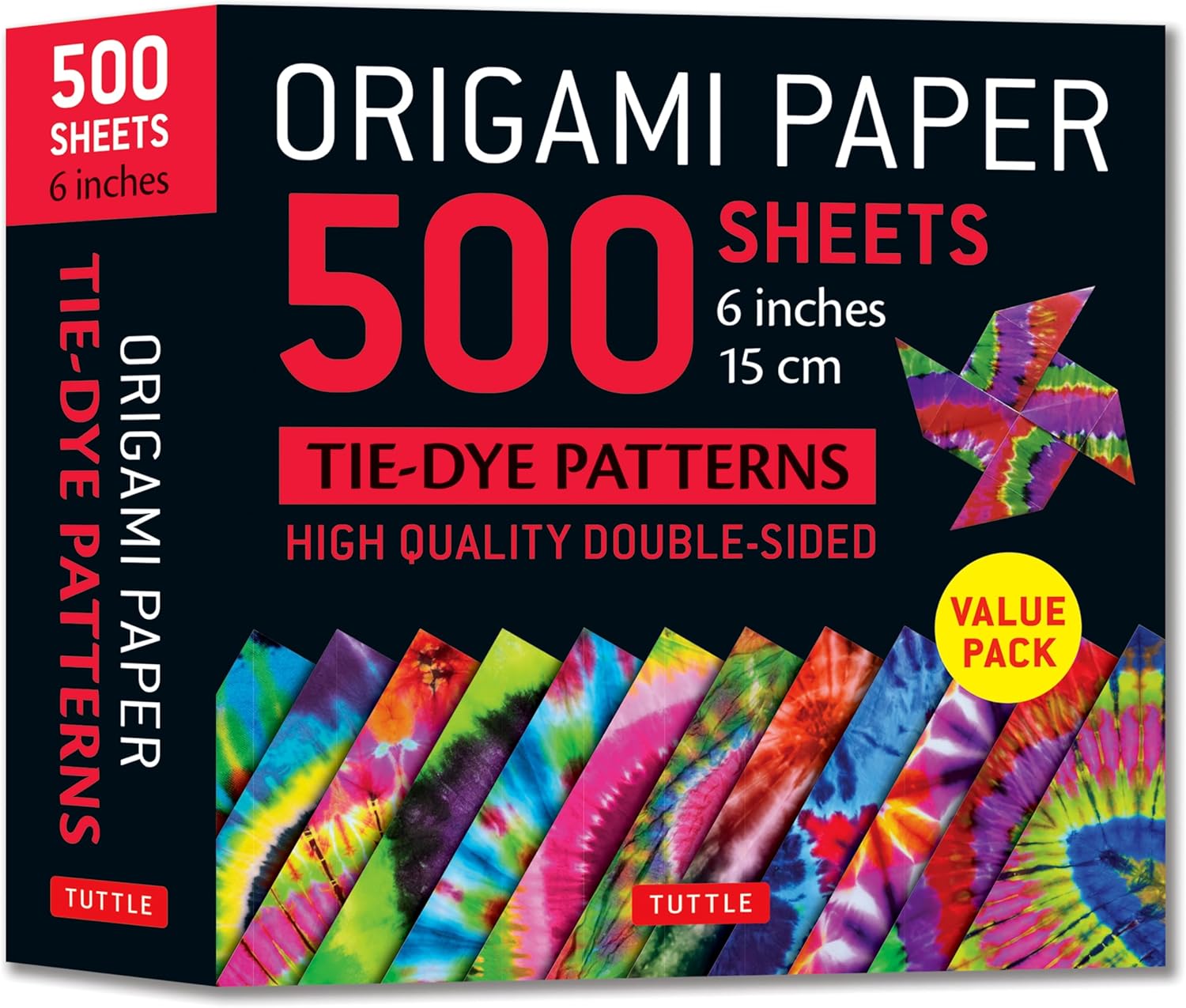 Origami Paper 500 sheets Tie-Dye Patterns 6" (15 cm): Tuttle Origami Paper: Double-Sided Origami Sheets Printed with 12 Designs (Instructions for 6 Projects Included) (Tuttle Specials) - Image 1