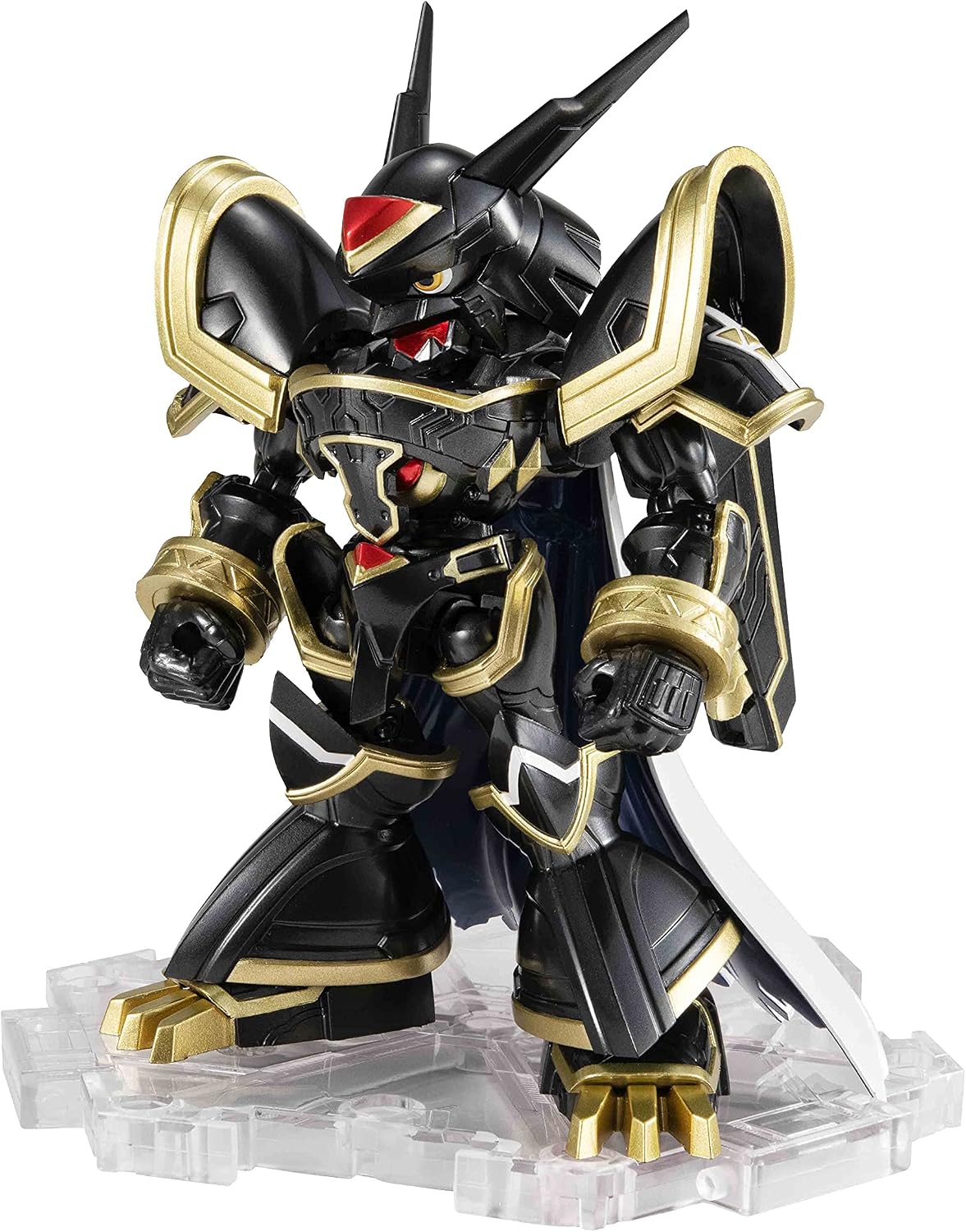 Alphamon figure displayed on custom translucent stand
