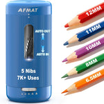 AFMAT Electric Pencil Sharpener, Auto in & Out, 5 Nibs, 7K+ Uses, Fully Automatic Pencil Sharpener for Classroom, Rechargeable Hands-Free Sharpeners for Jumbo/Colored Pencils (6.5-12mm) PSC3(Black) - Image 10