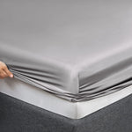 Vonty silver grey bedding set styled on king bed