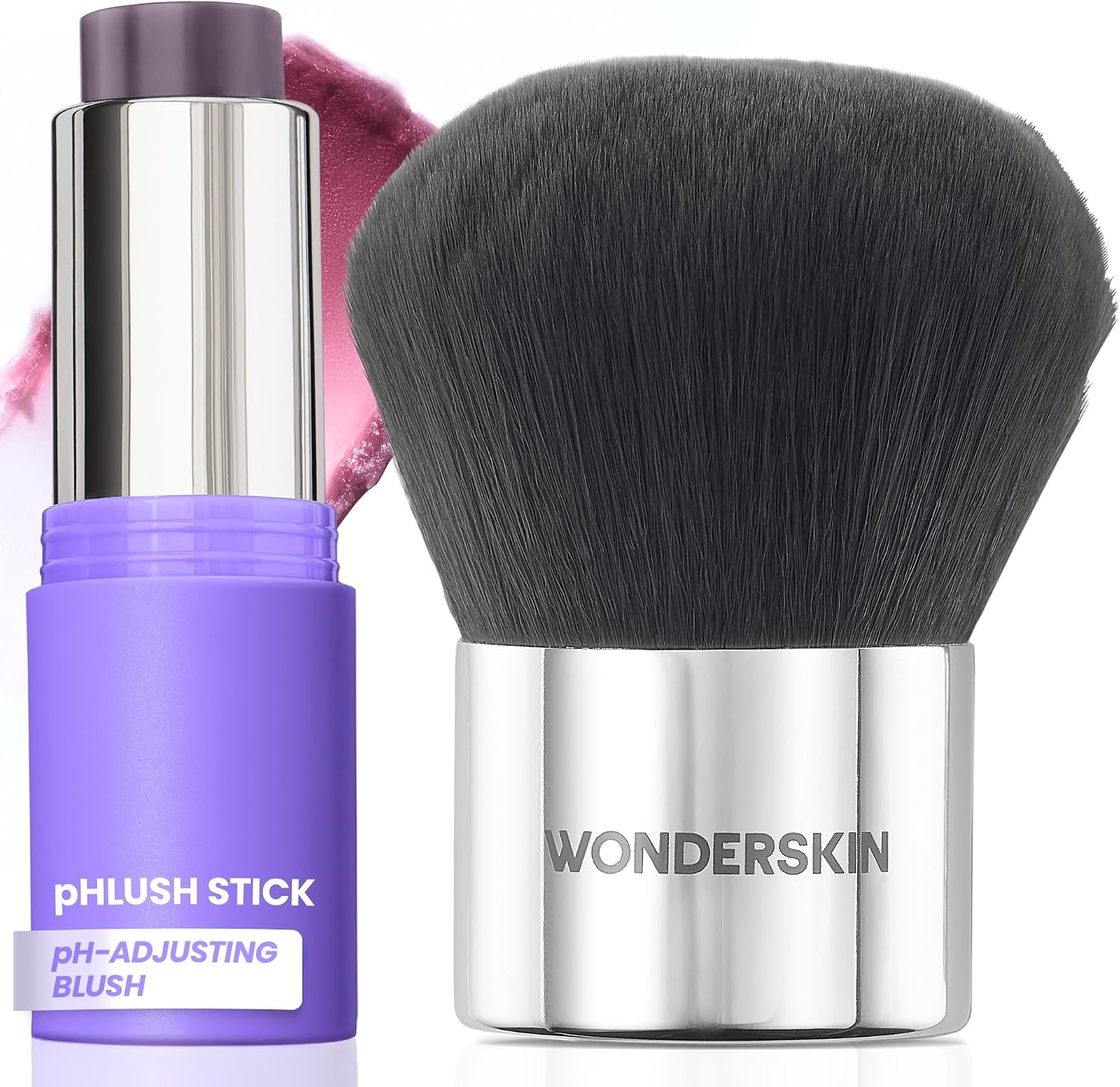 Wonderskin Beauty Essentials Set with pHlush Stick and Kabuki Brush front view