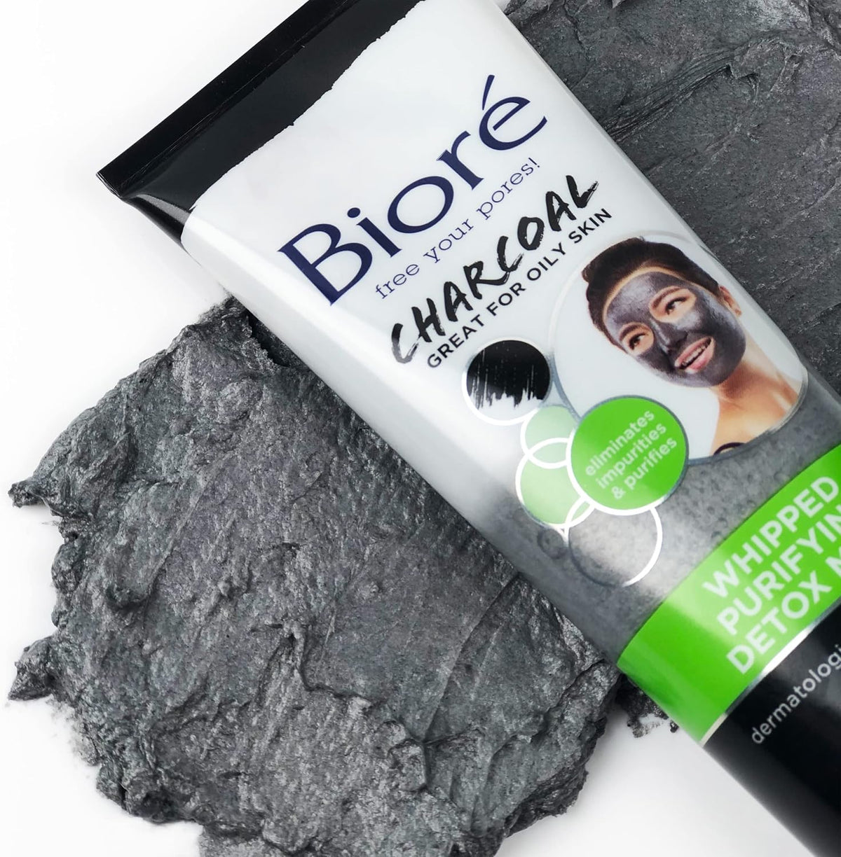 Biore Charcoal Whipped Purifying Detox Mask dermatologist tested packaging