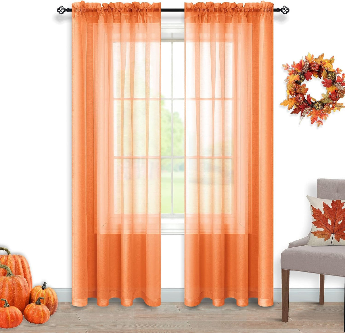 Pitalk Black Sheer Curtains 96 Inches Long for Living Room 2 Panels Set Rod Pocket Black Window Curtains for Bedroom 8FT Length - Image 15