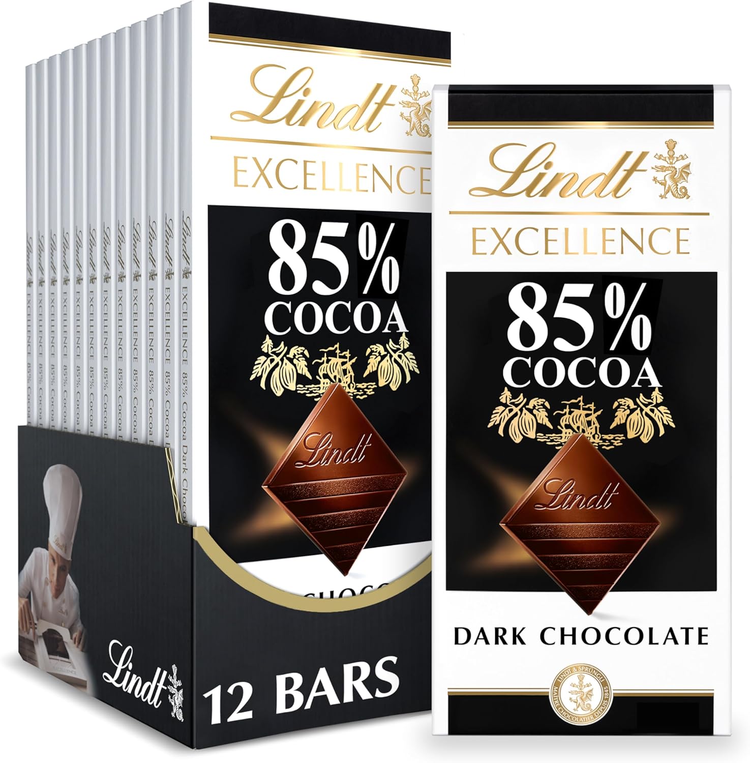 Lindt Excellence 85 Percent Cocoa Extra Dark Chocolate Bar, 3.5 Ounce -- 12 per case - Image 1