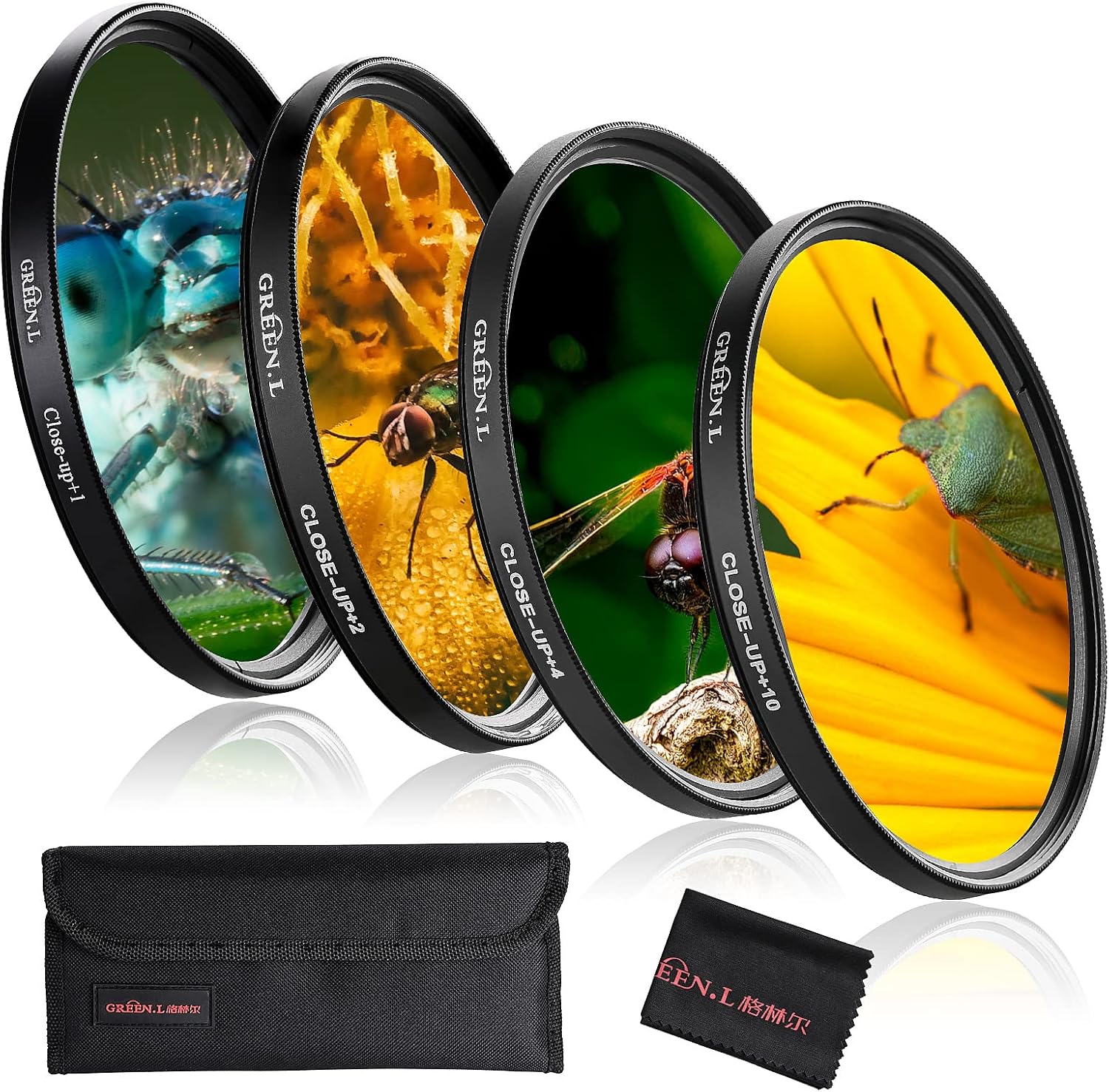 Green.L 82mm Close-Up Filter Set professional macro kit front view