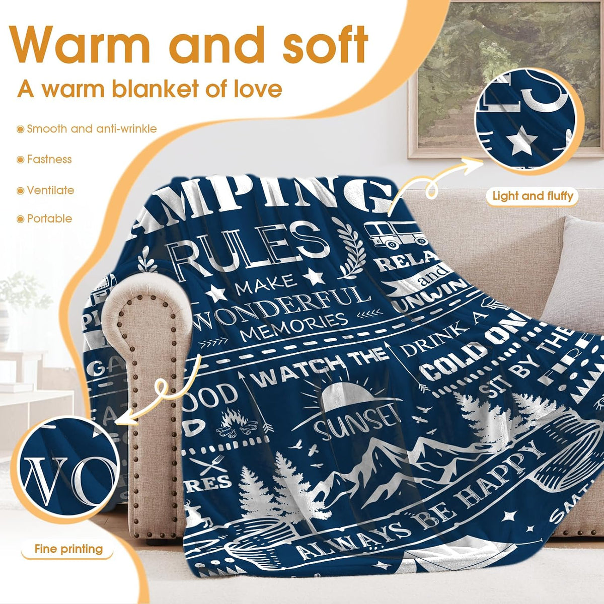 Hohoto kids throw blanket folded on cozy bed