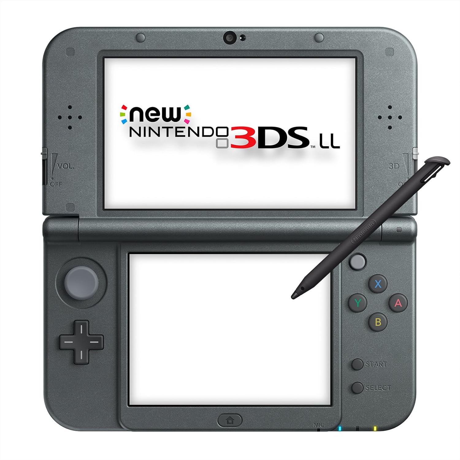 Nintendo New 3DS LL Metallic Black handheld console front view