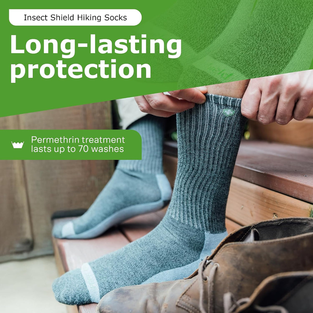 Insect Shield unisex hiking socks folded layout