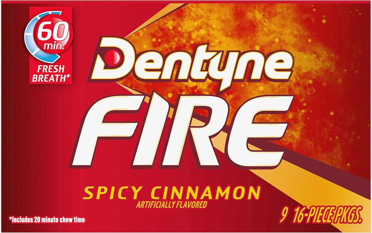 Dentyne Fire Spicy Cinnamon Sugar-Free Chewing Gum, Pack of 9 (144 Total Pieces) - Image 13
