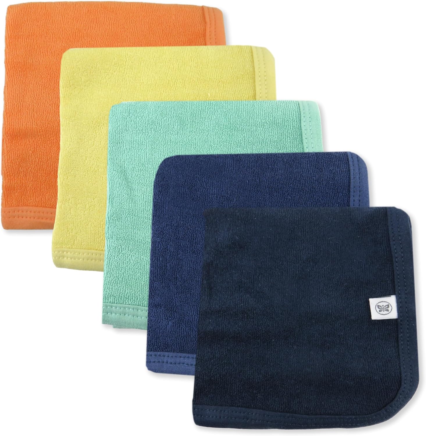 HonestBaby organic cotton washcloths 5-pack rainbow blue front view